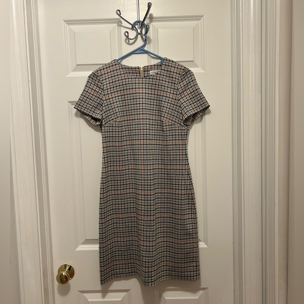 Calvin Klein Plaid Mini Dress - Black, White, Pink